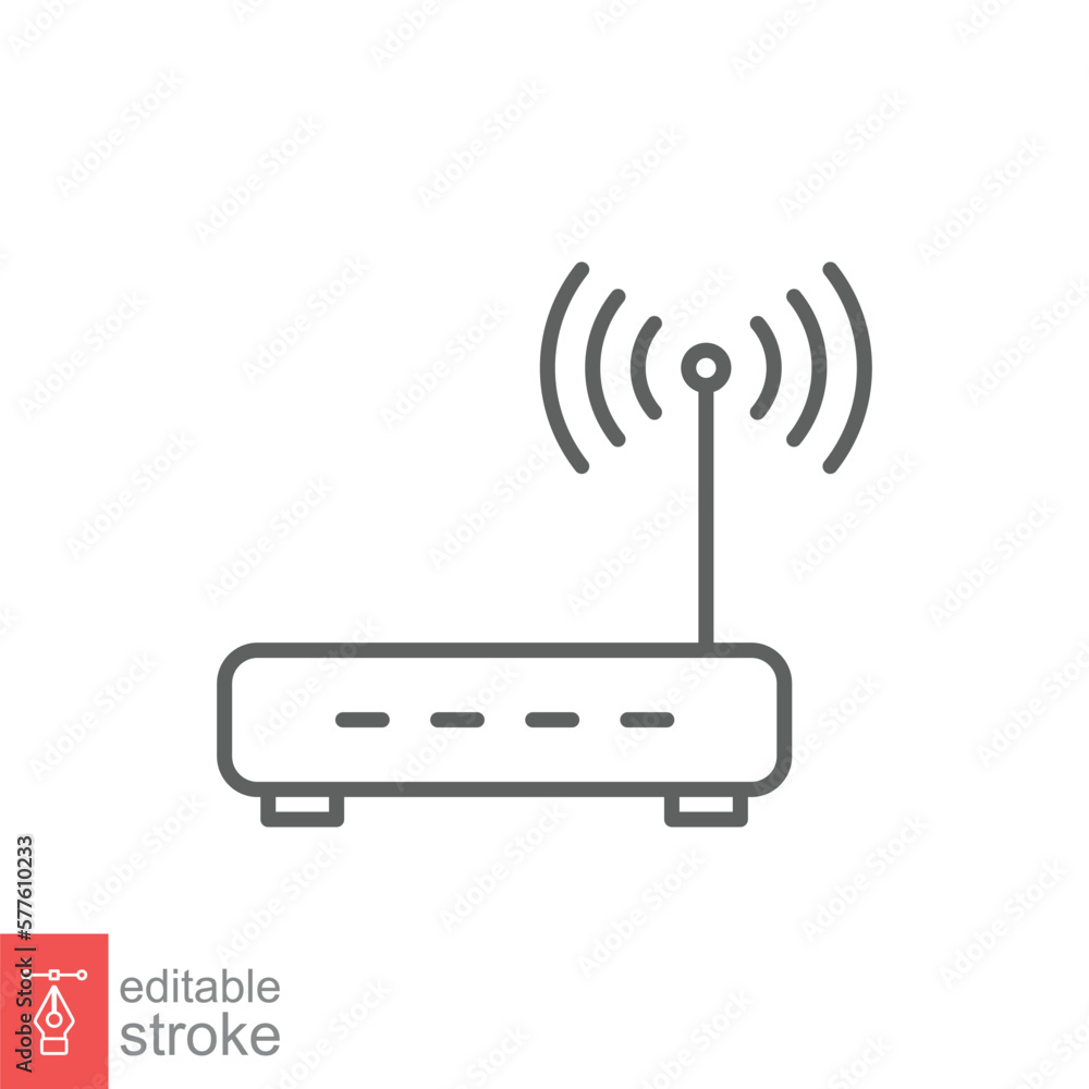 Poster wifi router icon. simple outline style for web template and app. broadband, modem, wireless, interne