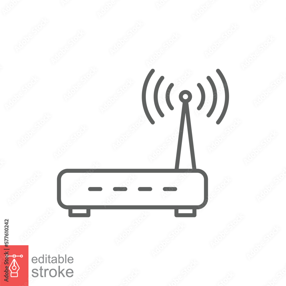 Poster wifi router icon. simple outline style for web template and app. broadband, modem, wireless, interne