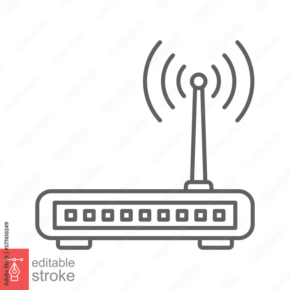 Poster wifi router icon. simple outline style for web template and app. broadband, modem, wireless, interne