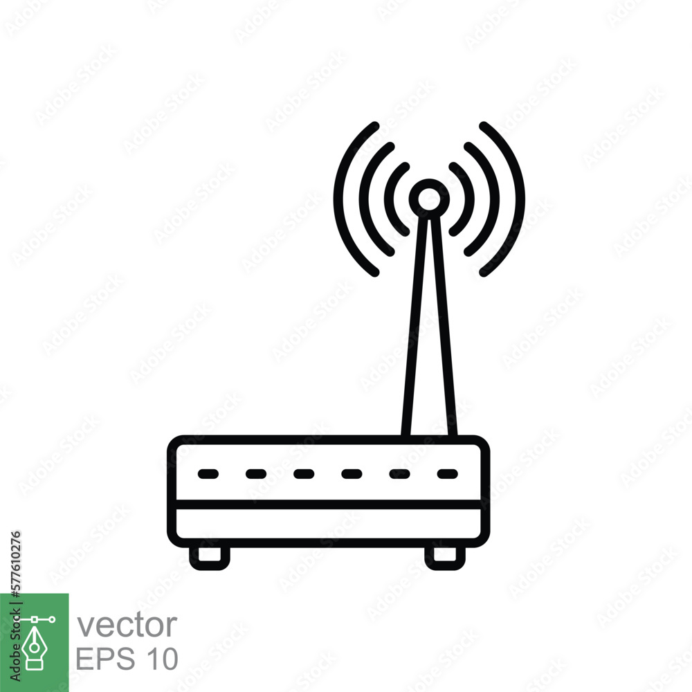 Poster wifi router icon. simple outline style for web template and app. broadband, modem, wireless, interne