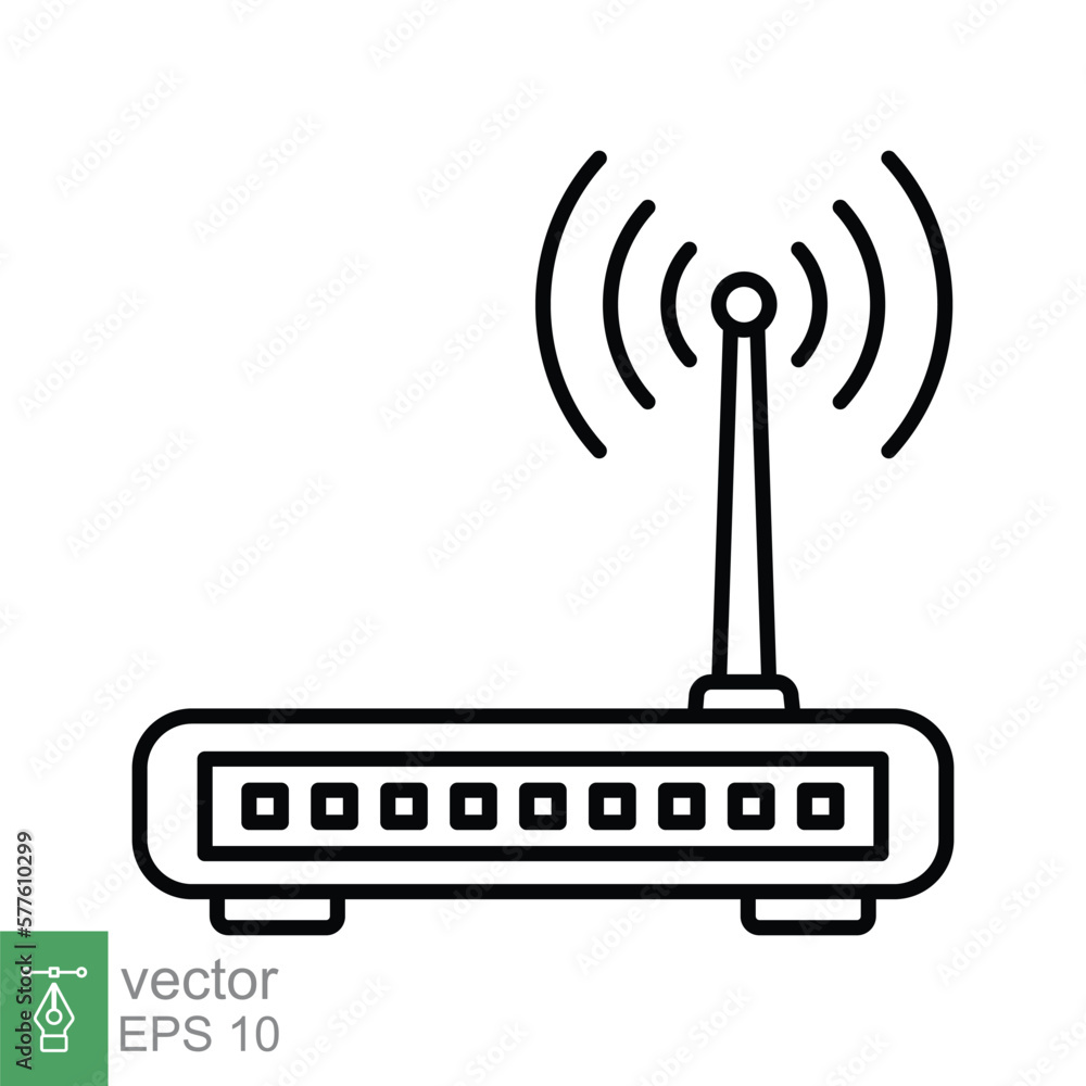 Poster wifi router icon. simple outline style for web template and app. broadband, modem, wireless, interne