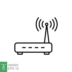 Wifi router icon. Simple outline style for web template and app. Broadband, modem, wireless, internet, thin line vector illustration design isolated on white background. EPS 10.