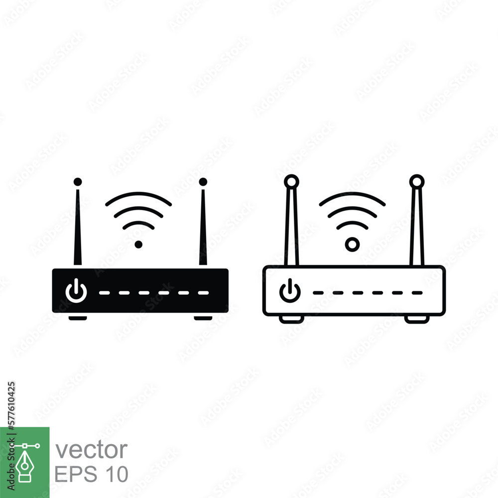 Poster wifi router icon. simple outline and solid style for web template and app. broadband, modem, wireles