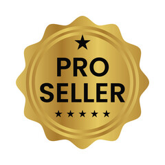 pro seller badge, seal, sticker, stamp, tag vector icon for shopping discount promotion