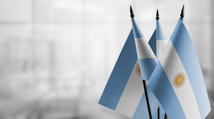 A small Argentina flag on an abstract blurry background