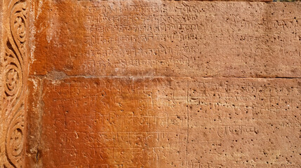 The Ancient Pali Language Written on the Wall of Kalinjar Fort, Uttar Pradesh, India.