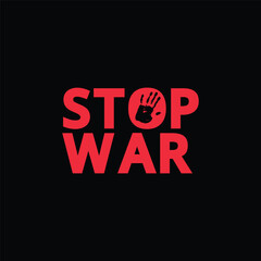 Stop War logo vector illustration in Ukraine concept. Stop war lettering logo. No war in the world. The armed conflict in Ukraine must be stopped!