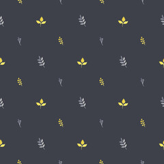 Watercolor bright summer pattern yellow and gray abstract flowers