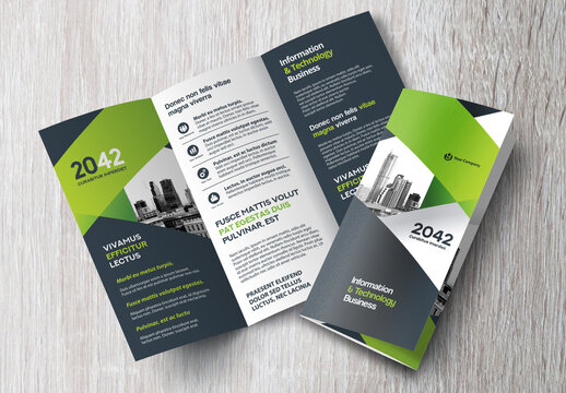 Green and Black Trifolds Brochure Layout