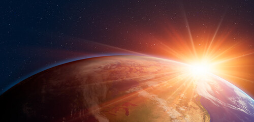 Planet Earth with a spectacular sunset 