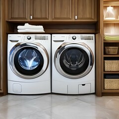 Laundry room with front-loading washer and dryer1, Generative AI