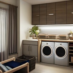 Laundry room with front-loading washer and dryer2, Generative AI
