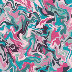 Decorative multicolored swirl marble slab Dynamic curved wavy stripes in cool faded pastel tones