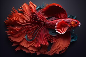 Fototapeta premium A colorful paper cut betta fish made with generative AI