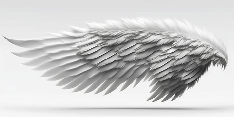 White angel wings render 3D feather bird wings isolated on white background Generated by Ai