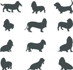 Basset hound dog silhouettes, Basset hound silhouette, Basset hound dog SVG , Basset hound dog vector