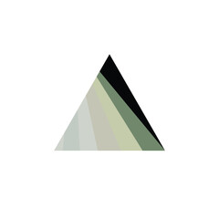 Simple pyramid vector logo with grey and green shades.