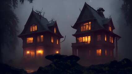 halloween castle in the night