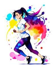 girl jumping in the air, running, jogging