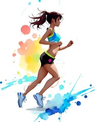 Fototapeta na wymiar girl jumping in the air, running, jogging