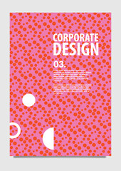 Abstract vector cover template using pink and orange color and halftone dots. Cover with pattern decoration. Suitable for annual report, magazine, catalog, template, book, and document.