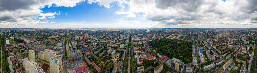 Fototapeta na wymiar Krasnodar, Russia - August 27, 2020: Summer aerial view of the city. Red Street (Krasnaya). Panorama 360