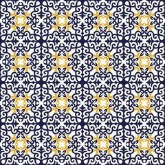 Behang Decorative seamless pattern with ethnic element. Kyrgyz and Kazakh ornaments. Texture for background, holiday cards, invitations, wallpaper, pattern fills, fabrics, gift wrapping, textile. Vector. © Naftalin_KG