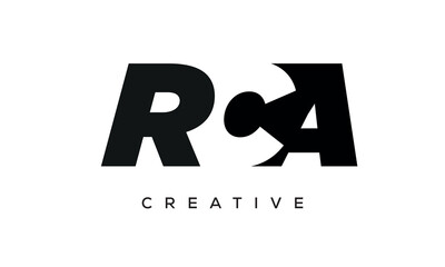 RCA letters negative space logo design. creative typography monogram vector