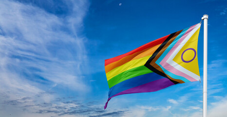 LGBTQ+ rainbow flag  freedom love concept Intersex-inclusive redesign of the Progress Pride Flag