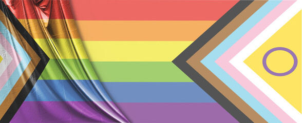 LGBTQ+ rainbow flag  freedom love concept Intersex-inclusive redesign of the Progress Pride Flag