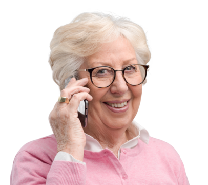 Happy senior lady talking on the phone