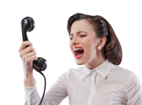 Vintage style secretary yelling on the phone