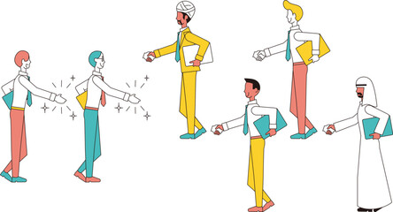 様々な国の男性のビジネスパーソンの握手セット