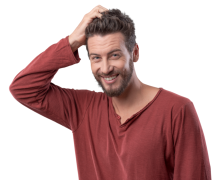 Doubtful young man thinking