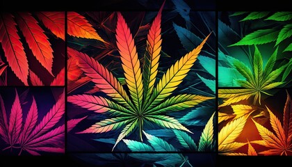 Beautiful Designer 420 Cannabis Seasonal Background with Grid patterns Vibrant color Modern Wallpaper Template with Vibrant Hues for Presentation, Ad, and All Applications (generative AI)