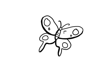 BUTTERFLY Doodle art illustration with black and white style.