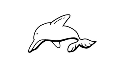 DOLPHIN Doodle art illustration with black and white style.