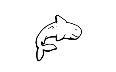 FISH Doodle art illustration with black and white style.