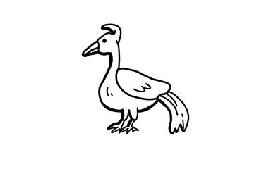 BIRD Doodle art illustration with black and white style.