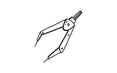 COMPASS Doodle art illustration with black and white style.