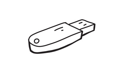 Fototapeta na wymiar FLASH DISK USB Doodle art illustration with black and white style.