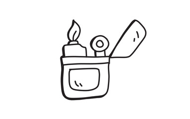 LIGHTER Doodle art illustration with black and white style.