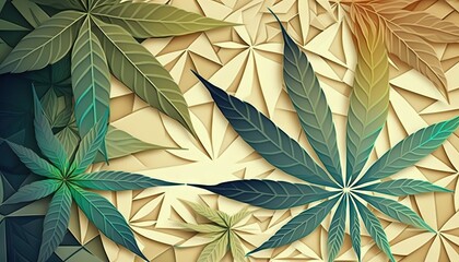 Beautiful Designer 420 Cannabis Seasonal Background with Mosaic patterns Light color Modern Wallpaper Template with Vibrant Hues for Presentation, Ad, and All Applications (generative AI)
