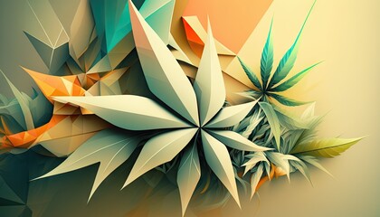 Beautiful Designer 420 Cannabis Seasonal Background with Overlapping shapes Light color Modern Wallpaper Template with Vibrant Hues for Presentation, Ad, and All Applications (generative AI)