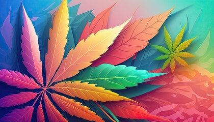 Fototapeta na wymiar Beautiful Designer 420 Cannabis Seasonal Background with Simple Clean Abstract Bright color Modern Wallpaper Template with Vibrant Hues for Presentation, Ad, and All Applications (generative AI)