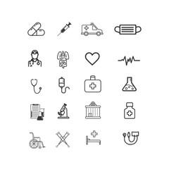 Medical Icon Set. Vector line icons for your digital or print projects. covid-19. health. wash your hand. mask.