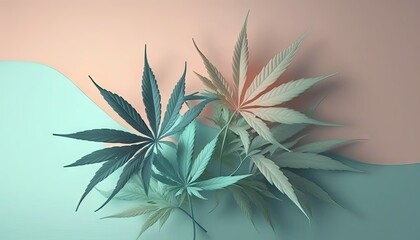 Beautiful Designer 420 Cannabis Seasonal Background with Simple Clean Abstract Pastel color Modern Wallpaper Template with Vibrant Hues for Presentation, Ad, and All Applications (generative AI)