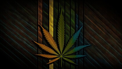 Beautiful Designer 420 Cannabis Seasonal Background with Striped designs Dark color Modern Wallpaper Template with Vibrant Hues for Presentation, Ad, and All Applications (generative AI)