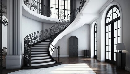 Wrought iron staircase at the luxury house because you don't just level up in life, interior