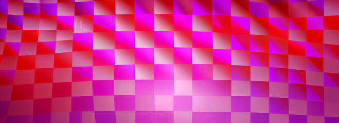 Abstract background consisting of geometric pattern. Gradient color from violet to red. Wide angle format banner